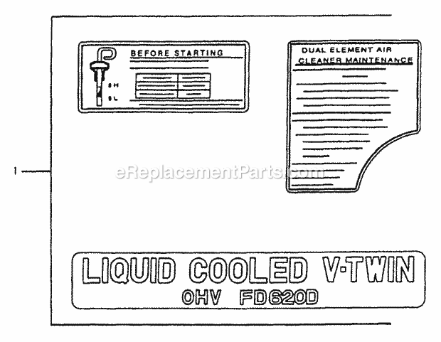 Engine Label Diagram and Parts List for 2086 880001-899000 Cub Cadet Lawn Tractor